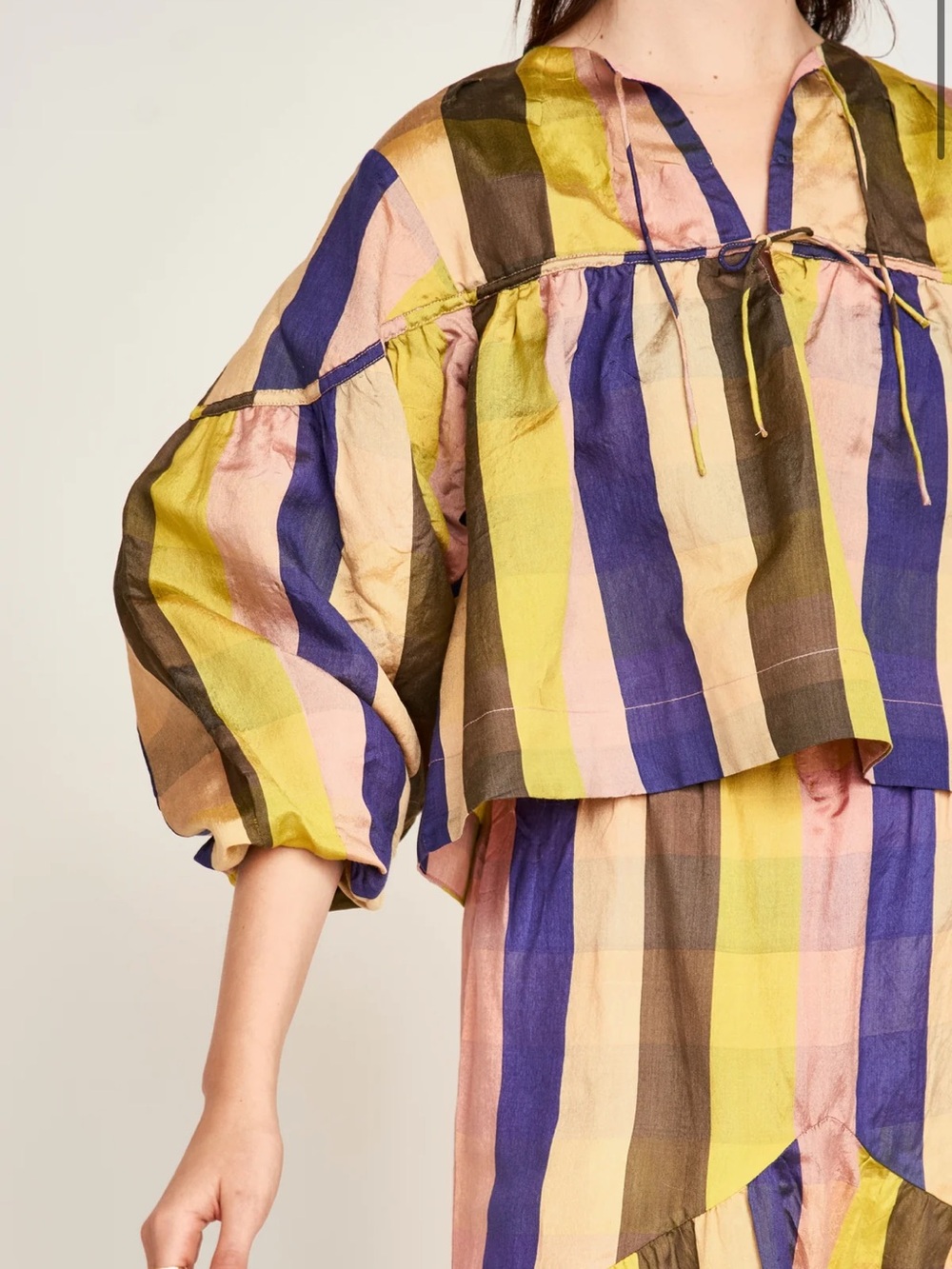 NWT Mirth SILVERTON BLOUSE IN CITRON PLAID In Small - Picture 2 of 6